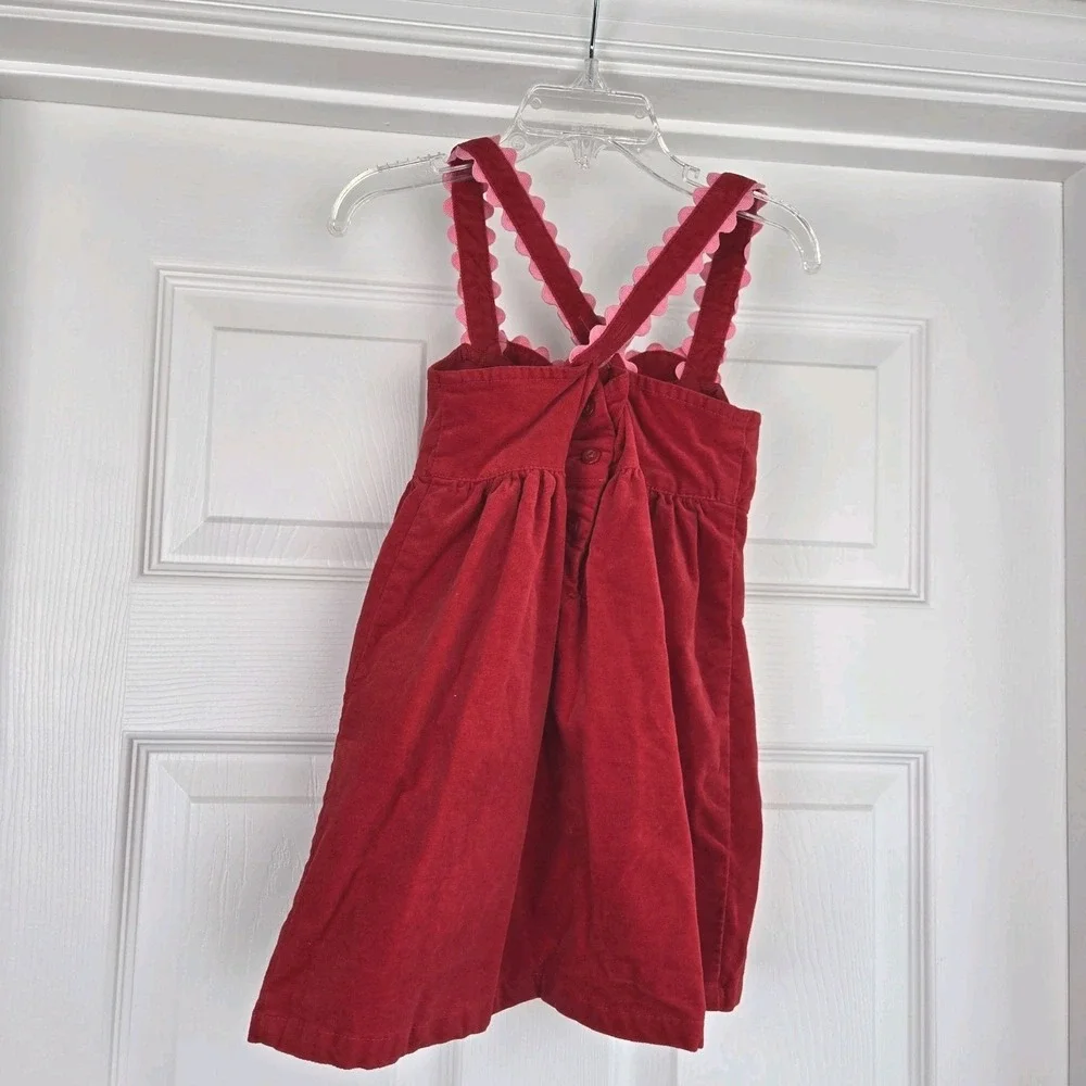 Gymboree Girls Red Heart Skirtall Dress Size‎ 3T Cotton Velvet Adjustable Straps